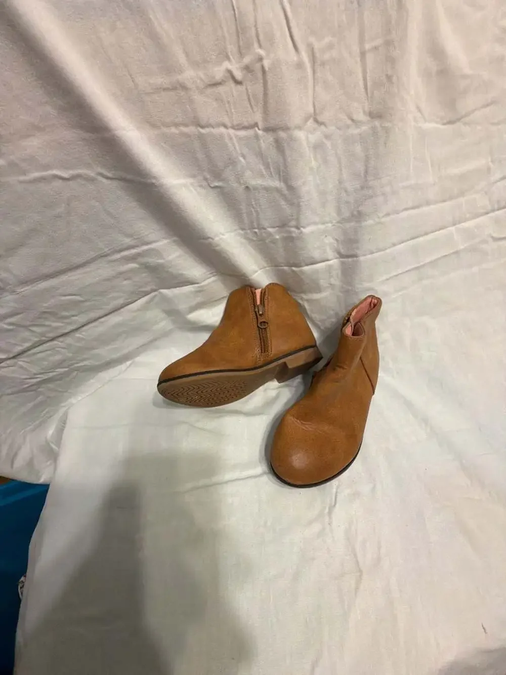 Cat & Jack Girls' Cognac Brown Zip-Up Ankle Boots